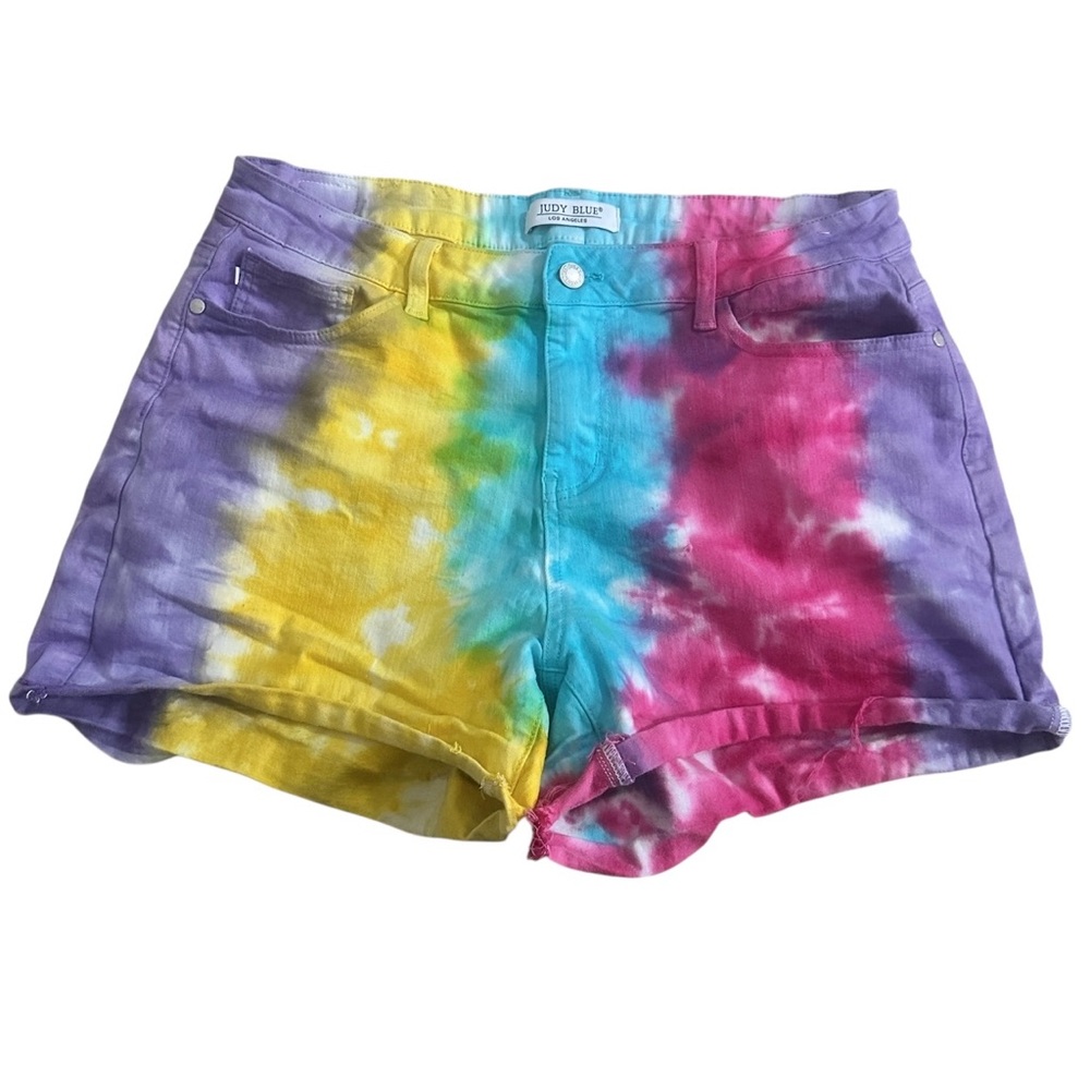 Judy Blue Snow Cone Tie Dye High Waist Shorts‎ Womens size 1XL